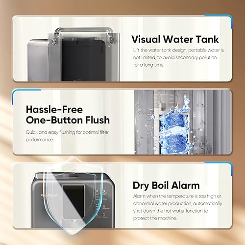 Miniatura 9 de PUREPLUS Sistema de filtro de agua RO para encimera, dispensador de filtro de agua caliente instantáneo, sistema de filtro de agua de ósmosis
