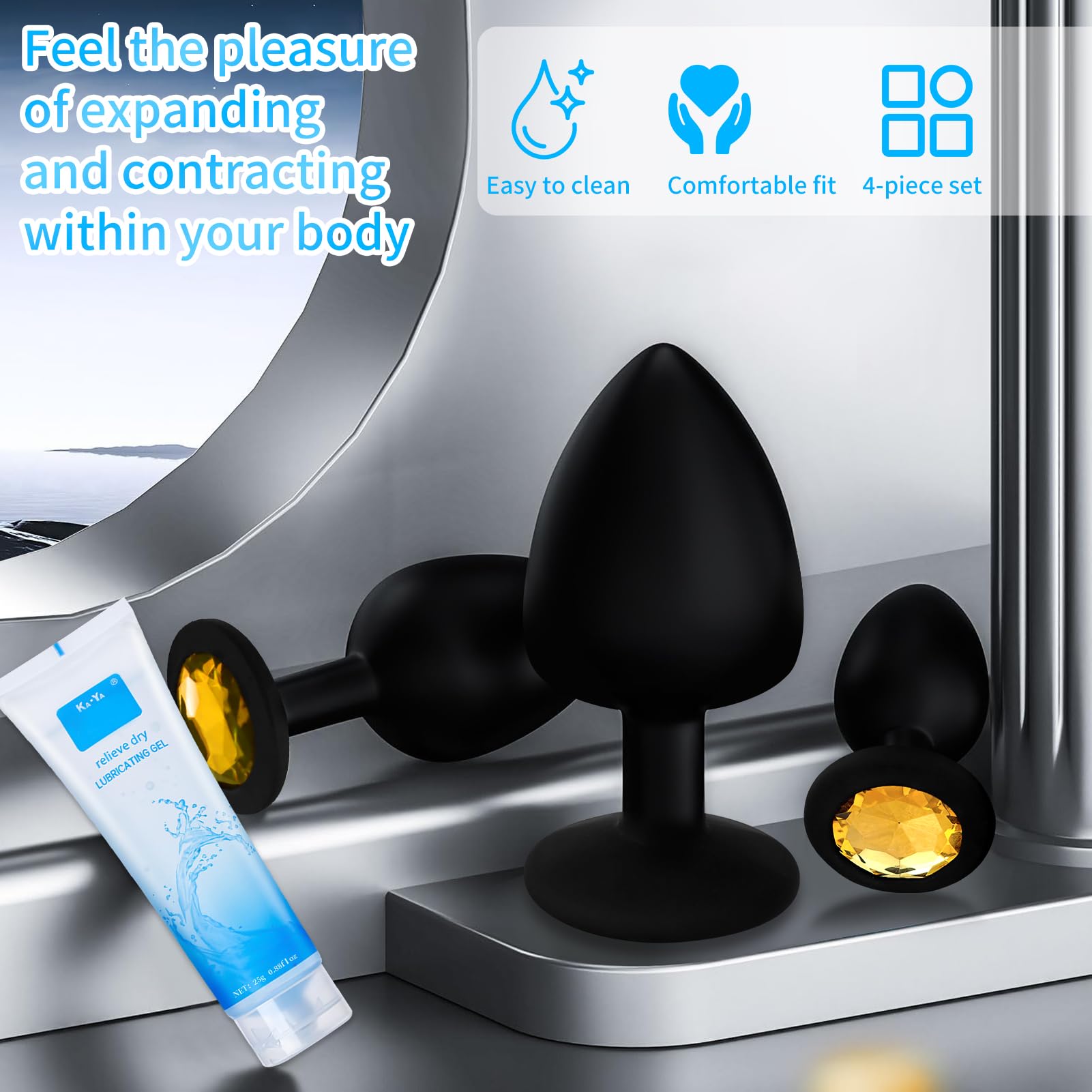 Plug anale # per donne e uomini, set di plug anali con lubrificante, plug anali in silicone, grandi, medi e piccoli, per principianti, donne, uomini e coppie