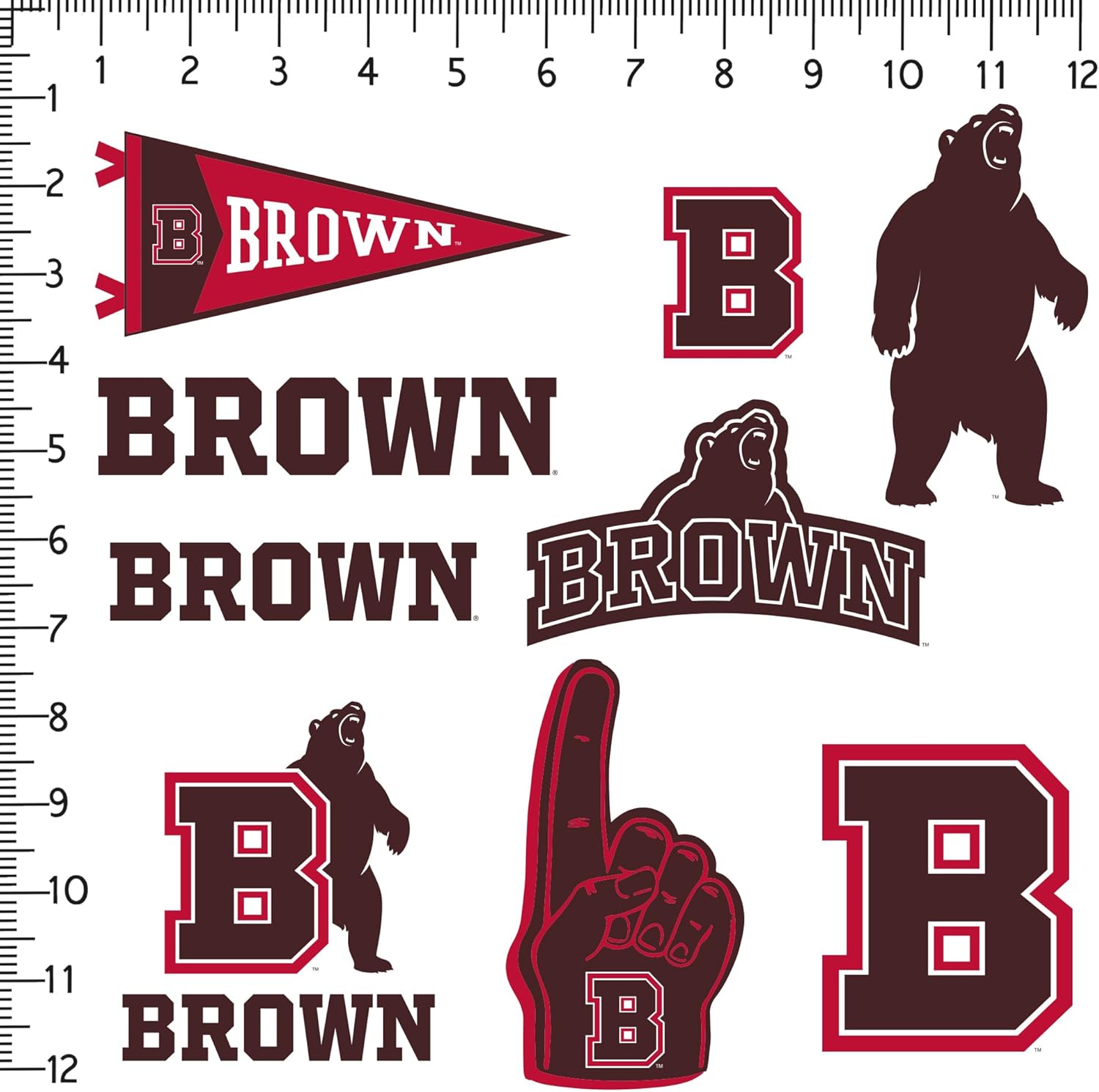 Brown University 9ct Vinyl Large Deluxe Stickers Variety Pack - Laptop, Water Bottle, Scrapbooking, Tablet, Skateboard, Indoor/Outdoor - Set of 9 - Image 2