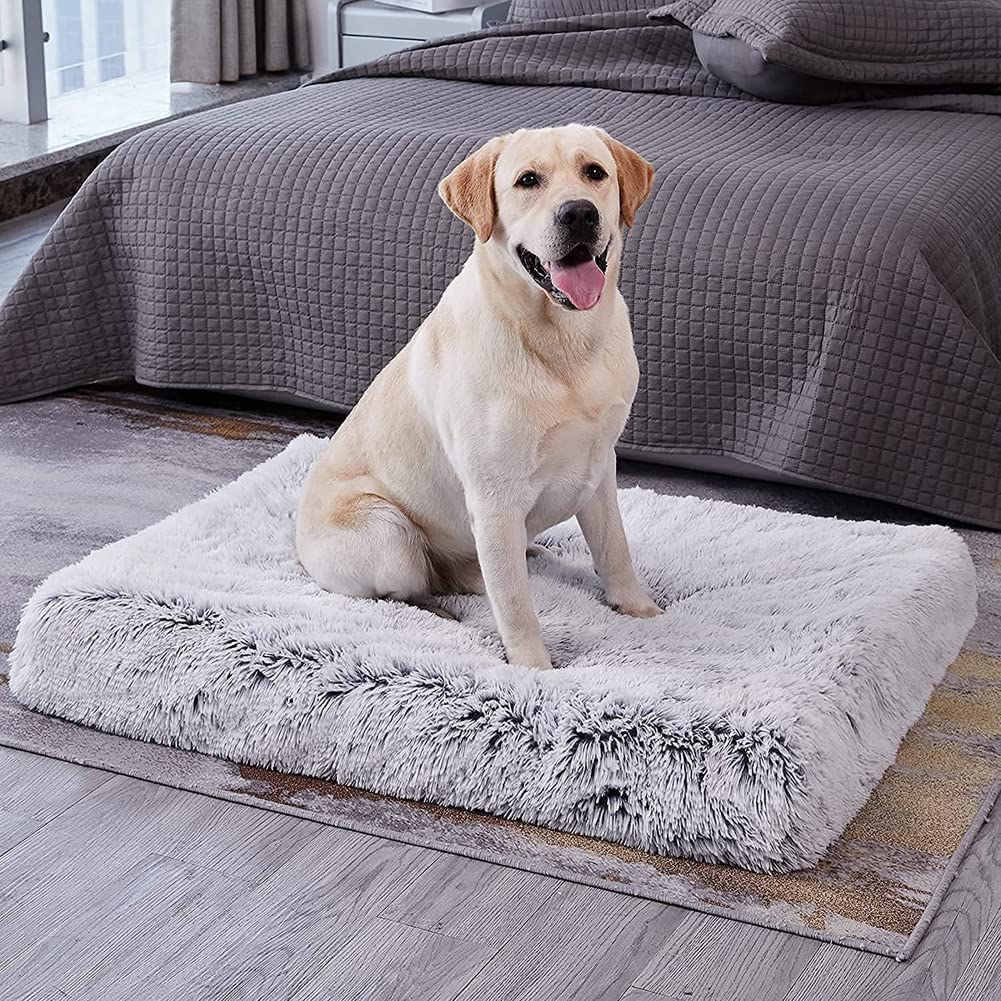 Cama ortopédica para perros, colchón de felpa suave, almohadilla de espuma viscoelástica para perros pequeños, medianos y grandes, alfombrilla extraíble para jaula de perro, lavable, antideslizante,