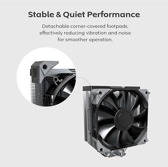 MONTECH NX400 - CPU Hava Soğutucu, Tek Kule, 4 Gelişmiş Isı Borusu, 52 Kanatlı Isı Emici, E28, 120 mm FDB Statik Basınçlı Fan, 28 mm Fan Kalınlığı, Köşe Kapağı Ayak Pedleri, Cilalı Üst Kapak - Siyah
