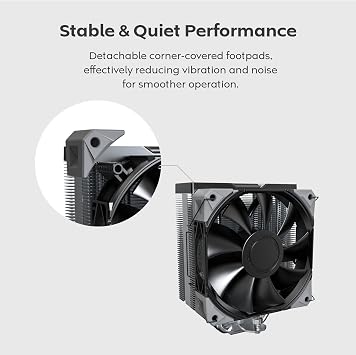 MONTECH NX400 - CPU Hava Soğutucu, Tek Kule, 4 Gelişmiş Isı Borusu, 52 Kanatlı Isı Emici, E28, 120 mm FDB Statik Basınçlı Fan, 28 mm Fan Kalınlığı, Köşe Kapağı Ayak Pedleri, Cilalı Üst Kapak - Siyah