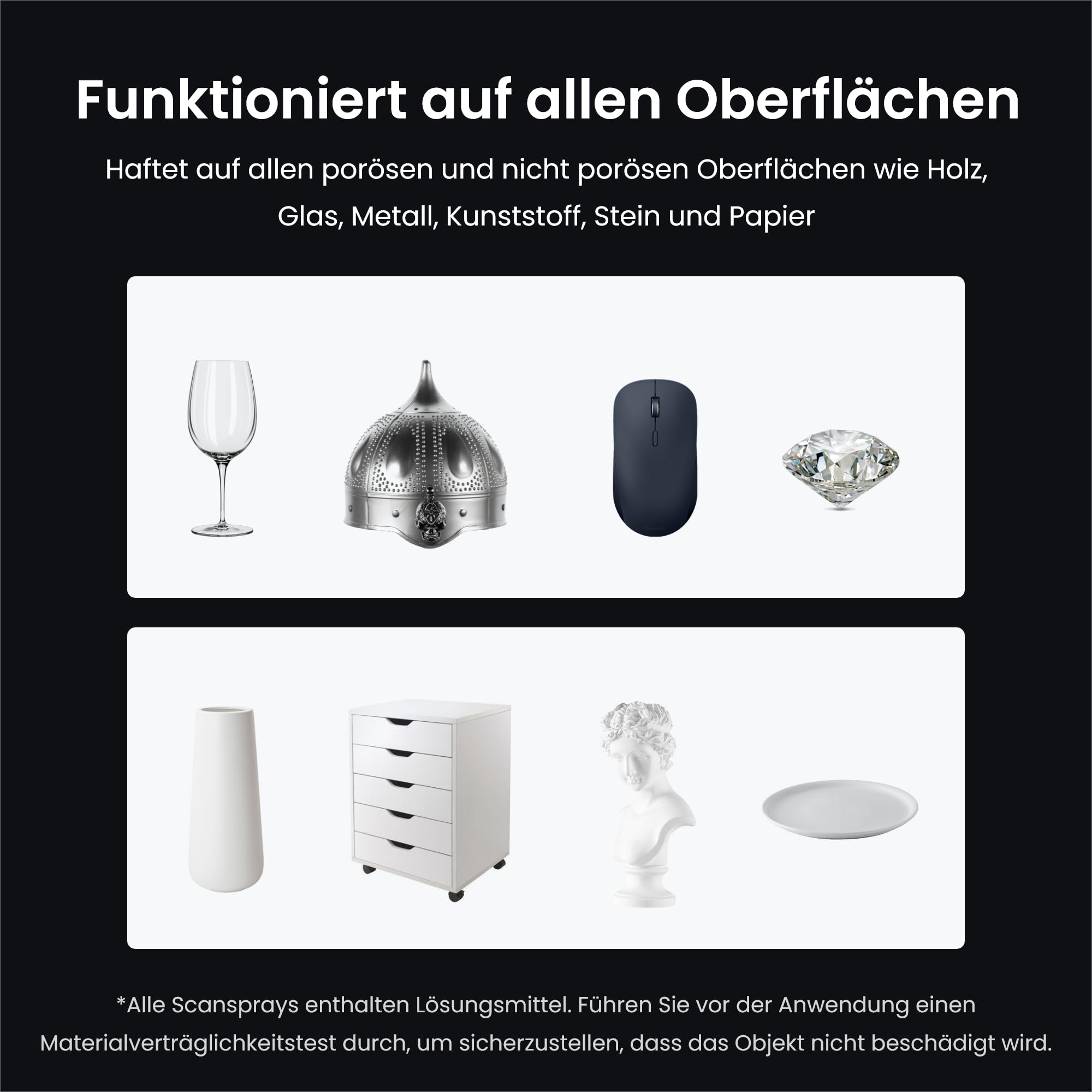 Revopoint 3D Scanning Spray für 3D-Scanner, für Reflektierende, Transparente, Schwarze oder stark strukturierte Oberflächen, kein Reinigen erforderlich, Sublimation, 500 ml, AB-6