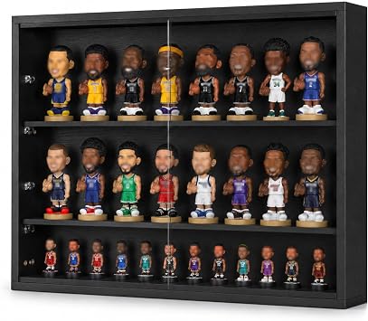 Black 5-Tier Wall Display Case Wooden Frame with Glass,31.5x3.75x23.5
