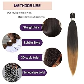 Beyond Beauty Braiding Hair pre stretched, Braids Synthetic Fiber Ombre Yaki Texture, Natural Easy Twist Braids Crochet Hair Hot Water Setting hair extensions
