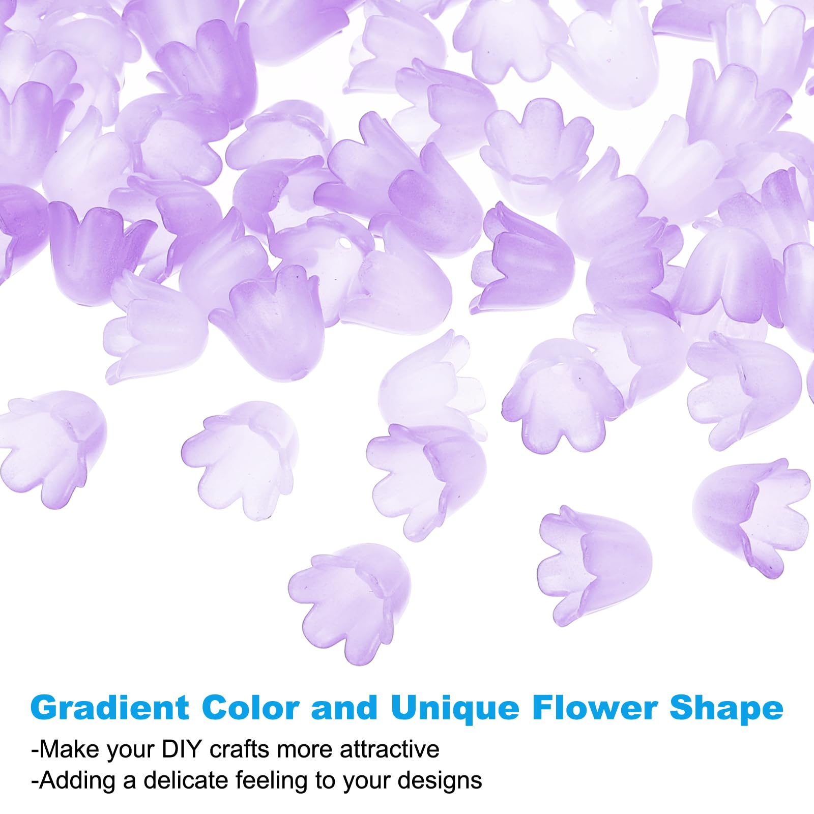 PATIKIL 10x8x1.5mm Frosted Flower Beads, 500Pcs Acrylic Flower Bead Caps for DIY Crafts Lilac Purple - Image 4