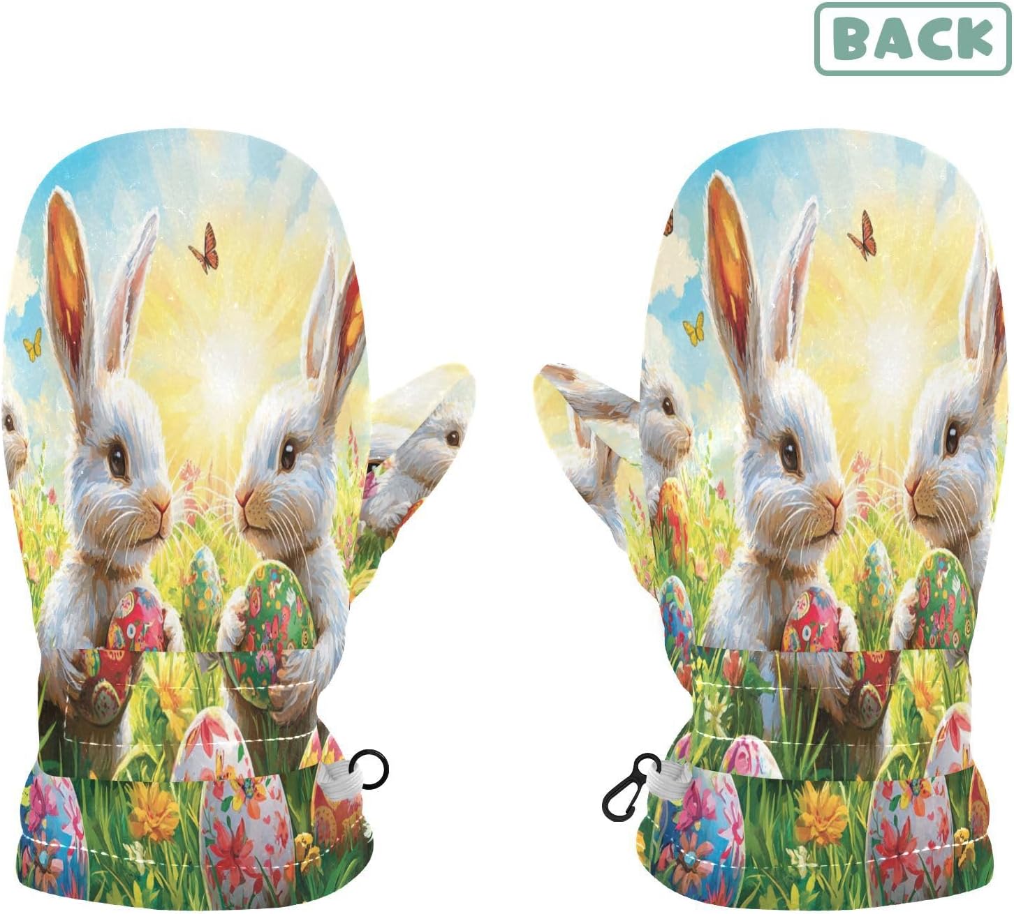 Easter Eggs Rabbits Toddler Mittens Kids Mittens Fleece Lined Infant Warm Snow Gloves for Baby Girls S