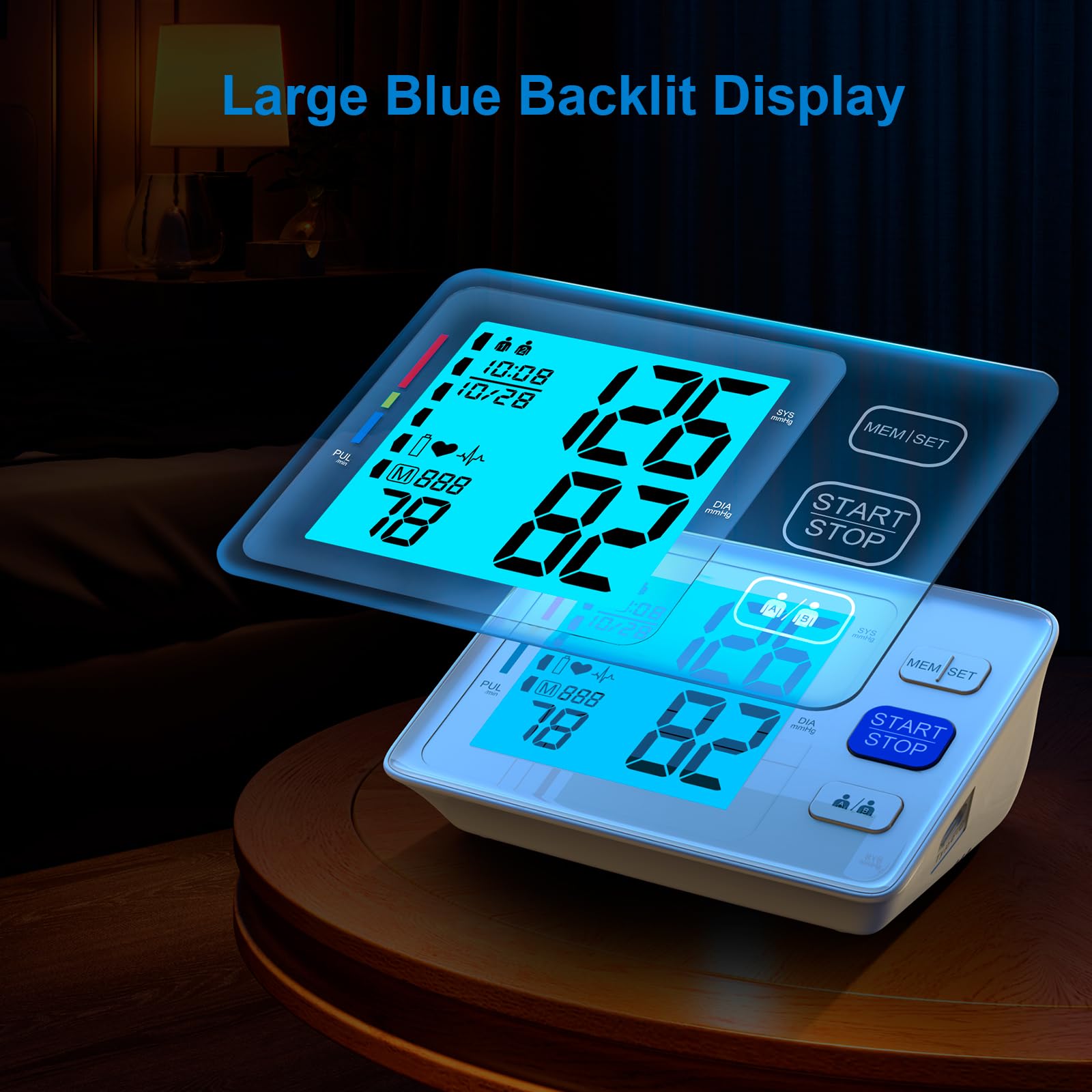 Blood Pressure Monitor for Home Use Extra Large Cuff Automatic Digital Blood Pressure Machine 9-17''&13-21''Adjustable Blood Pressure Cuff- Backlit Display 2x500 Memories 4AAA Batterie Carrying Case