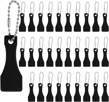30 Pcs Black Lotto Scratcher Tool Plastic Scratch Ticket Scratcher Tool Card Scraper Scratch off Tool Scoop Shape Lotto Scratcher Keyring Lottery Ticket Scratcher for Label,Films, Lottery Black