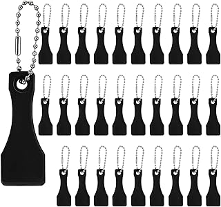 30 Pcs Black Lotto Scratcher Tool Plastic Scratch Ticket Scratcher Tool Card Scraper Scratch off Tool Scoop Shape Lotto Scratcher Keyring Lottery Ticket Scratcher for Label,Films, Lottery (Black)