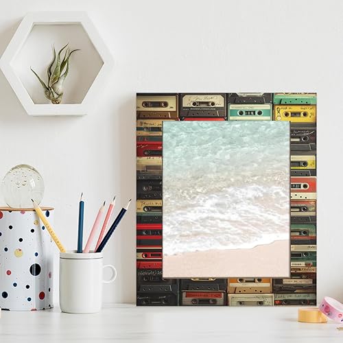 Miniatura 7 de Marco de fotos retro de 4 x 6 pulgadas, marco de fotos de madera de 4 x 6 pulgadas para colgar en la pared o mesa, decoración temática de música