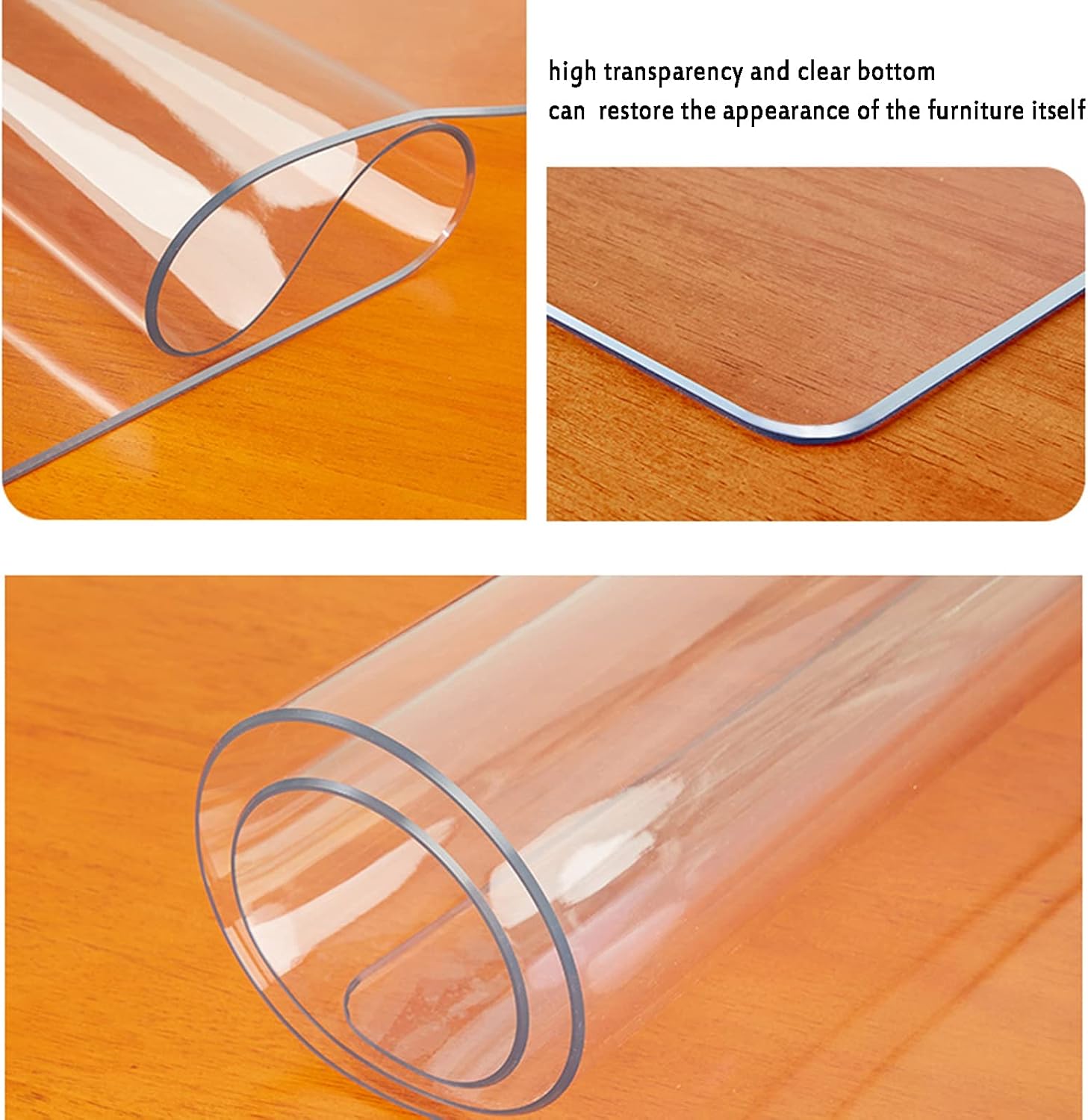Transparent Tablecloth Protector,Waterproof Clear Plastic Table Table Protector,Clear Table Protector,1.5mm Thick,Wipeable,Easy Clean Heat Resistant,50x105cm/20x41in