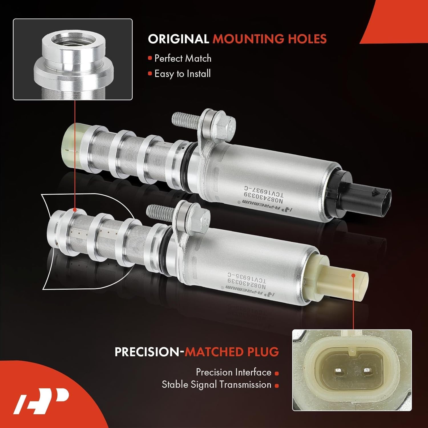 A-Premium 2-PC Intake & Exhaust Engine Variable Valve Timing (VVT) Solenoid Compatible with Chevrolet Equinox, Malibu, Traverse, Impala, Camaro, Colorado & GMC Terrain, Acadia & Buick & Cadillac