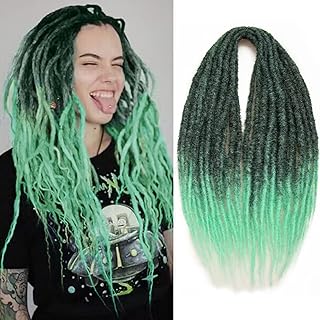 24 Inch Dreadlocks Extensions Goddess Locs Crochet Hair for Women 10 Strands Handmade Soft locs crochet hair braids Synthetic thin 0.6cm Hippie Double Ended Dreadlock Extensions (24inch, Green)