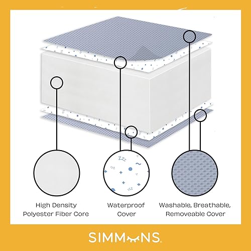 Miniatura 7 de Delta Children Brooks - Colchón convertible 6 en 1 para cuna, Bianca White + Simmons Quiet Nights transpirable para cuna con funda extraíble