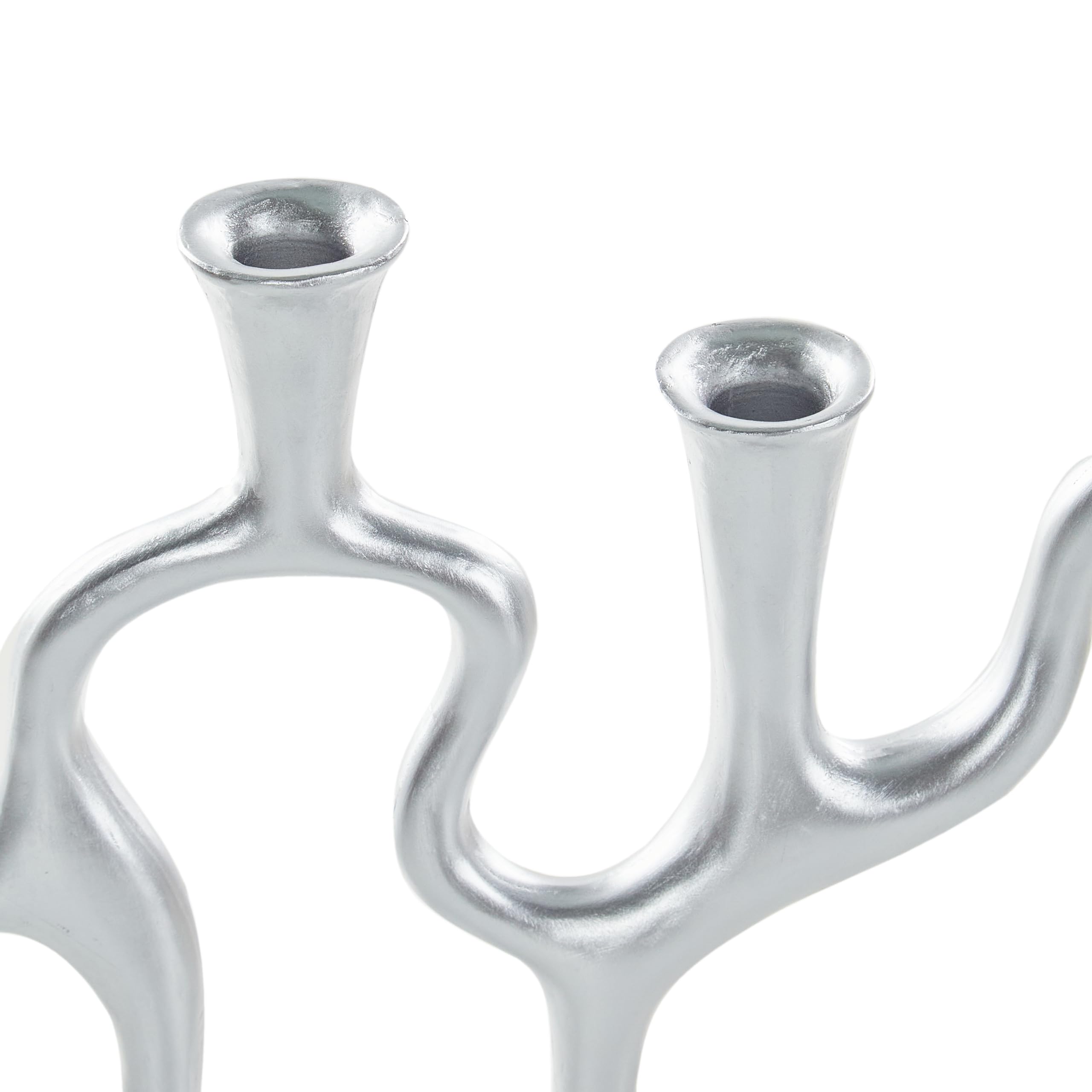 Kerzenständer für 4 Kerzen Metall Silber Kerzenleuchter Famoes