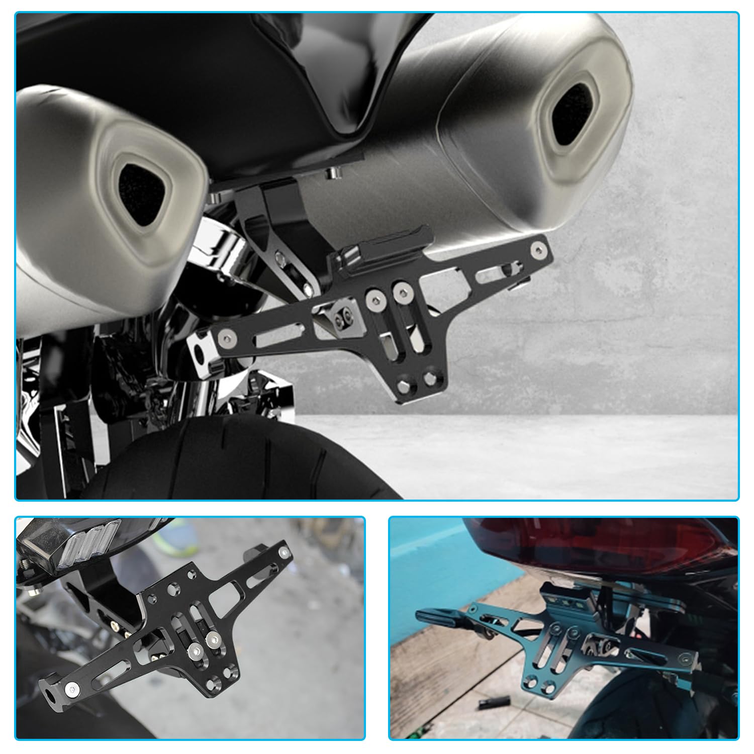 Support de Plaque Moto, Universel Porte Plaque Immatriculation, avec Lumière sous Licence, Support de Plaque D'immatriculation Réglable, pour MT01, MT07, MT09, Sportster Z900 SV650