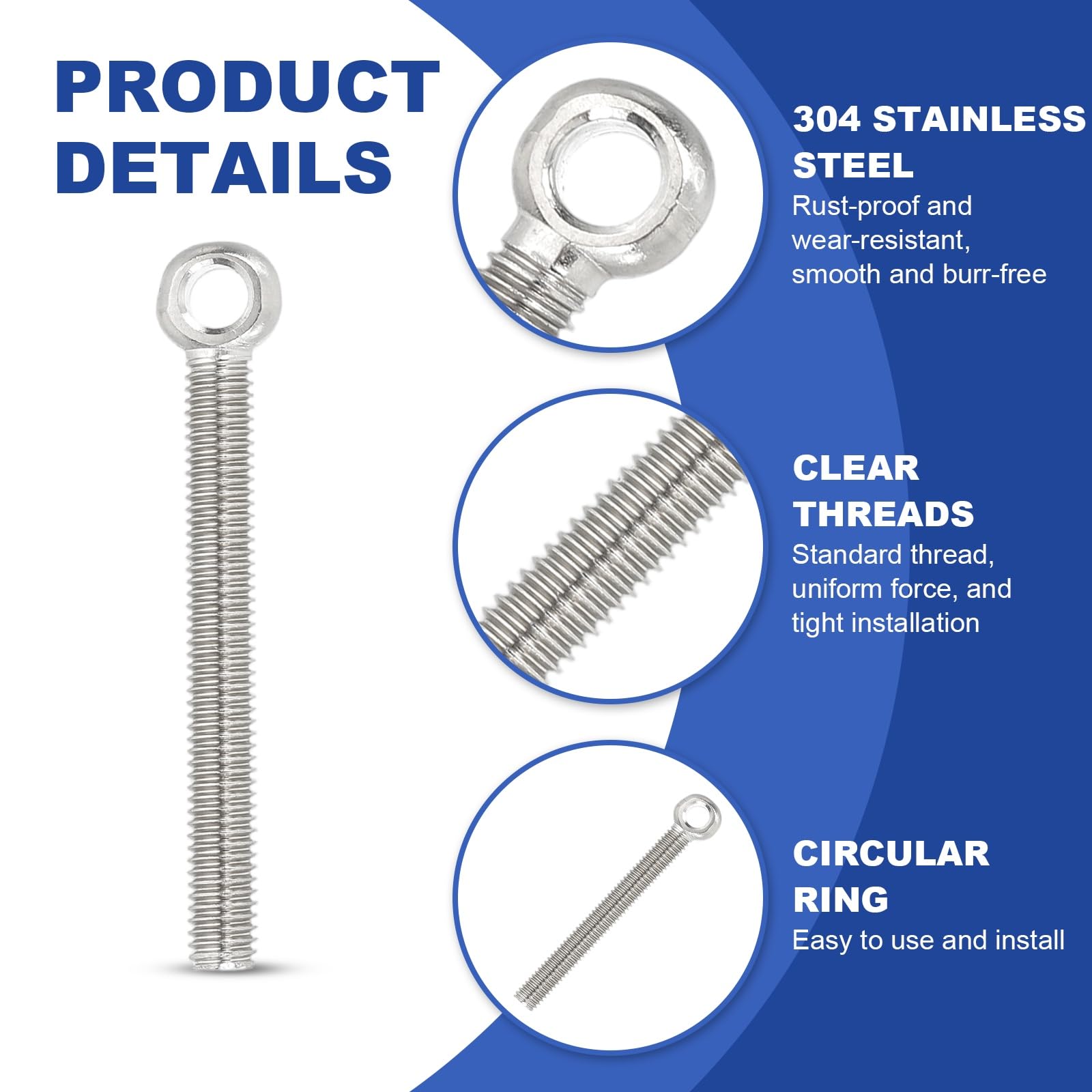 PATIKIL M5x48mm Lifting Shoulder Eye Bolts - Image 3