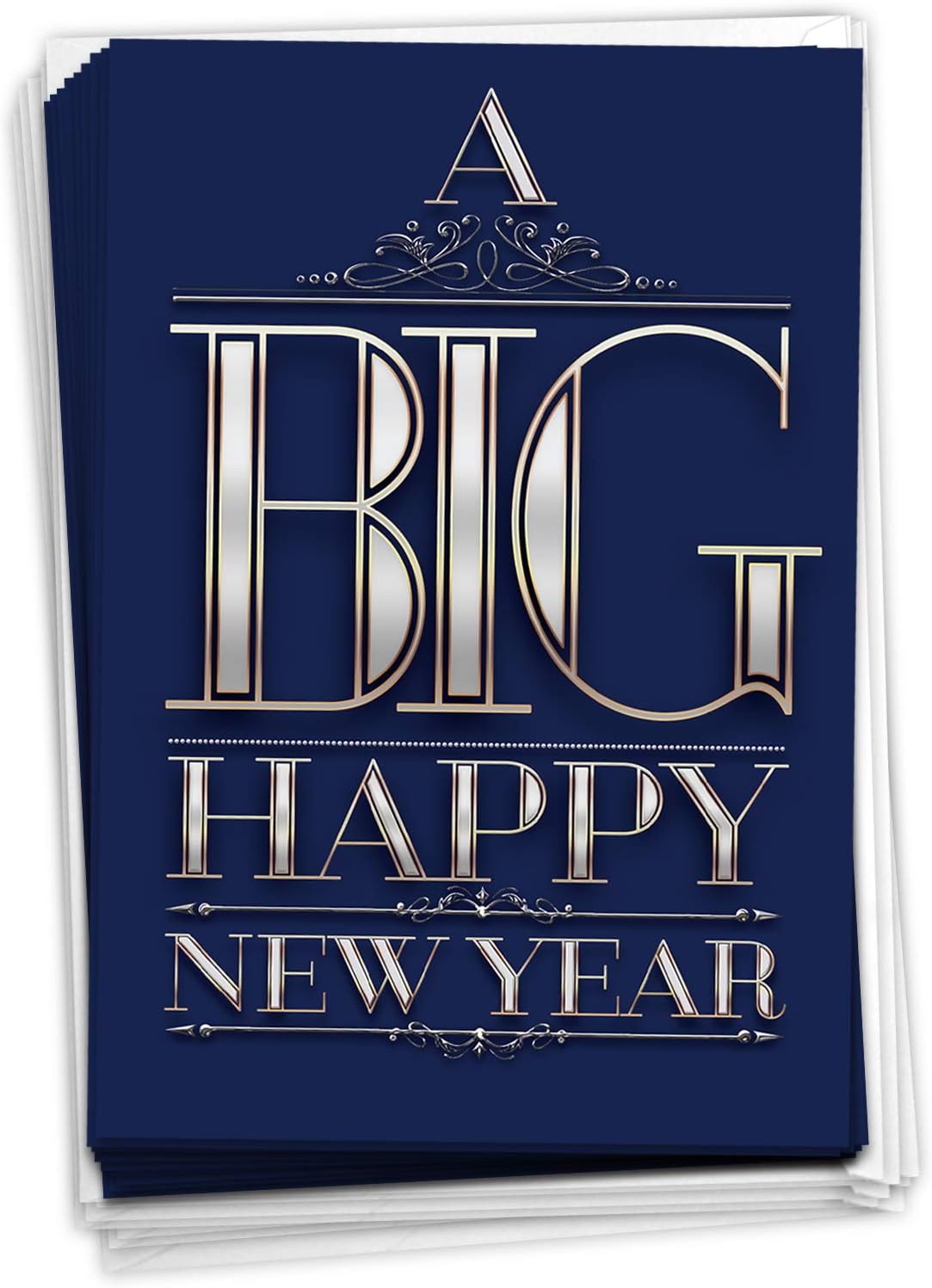 NobleWorks, 12 Pack of New Year Cards with Envelopes (4.63 x 6.75 Inch), Humor, Happy New Year's Stationery Notecard Set