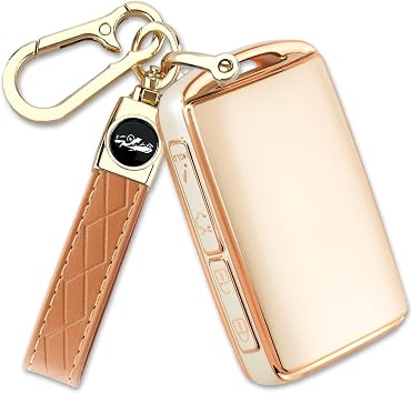 Joouheax for Mazda Key Fob Cover with Keychain, Soft TPU, Gold