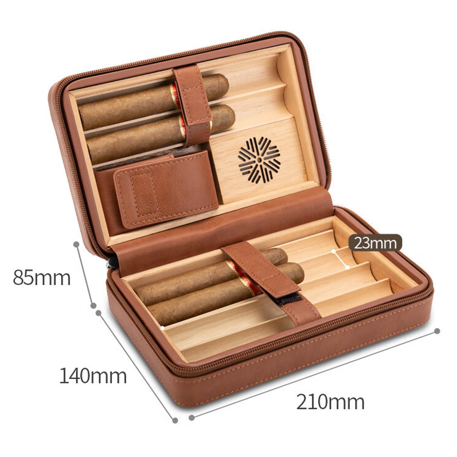 Humidor per Sigari, Portasigari Portatile con Umidificatore per 6 Sigari Humidor da Viaggio Portatile Portasigari in Pelle B