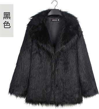 Faux Fur Winter Long Coats Women Warm Lapel Faux Fur Fuzzy Coat Jacket Overcoat Fashion Open Front Cardigan Outerwear