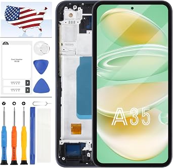 OLED for Samsung Galaxy A35 Screen Replacement Kit,for Samsung A356 SM-A356E,SM-A356B LCD Display Touch Screen Digitizer Full Assembly Repair Parts with FrameSupport Fingerprint