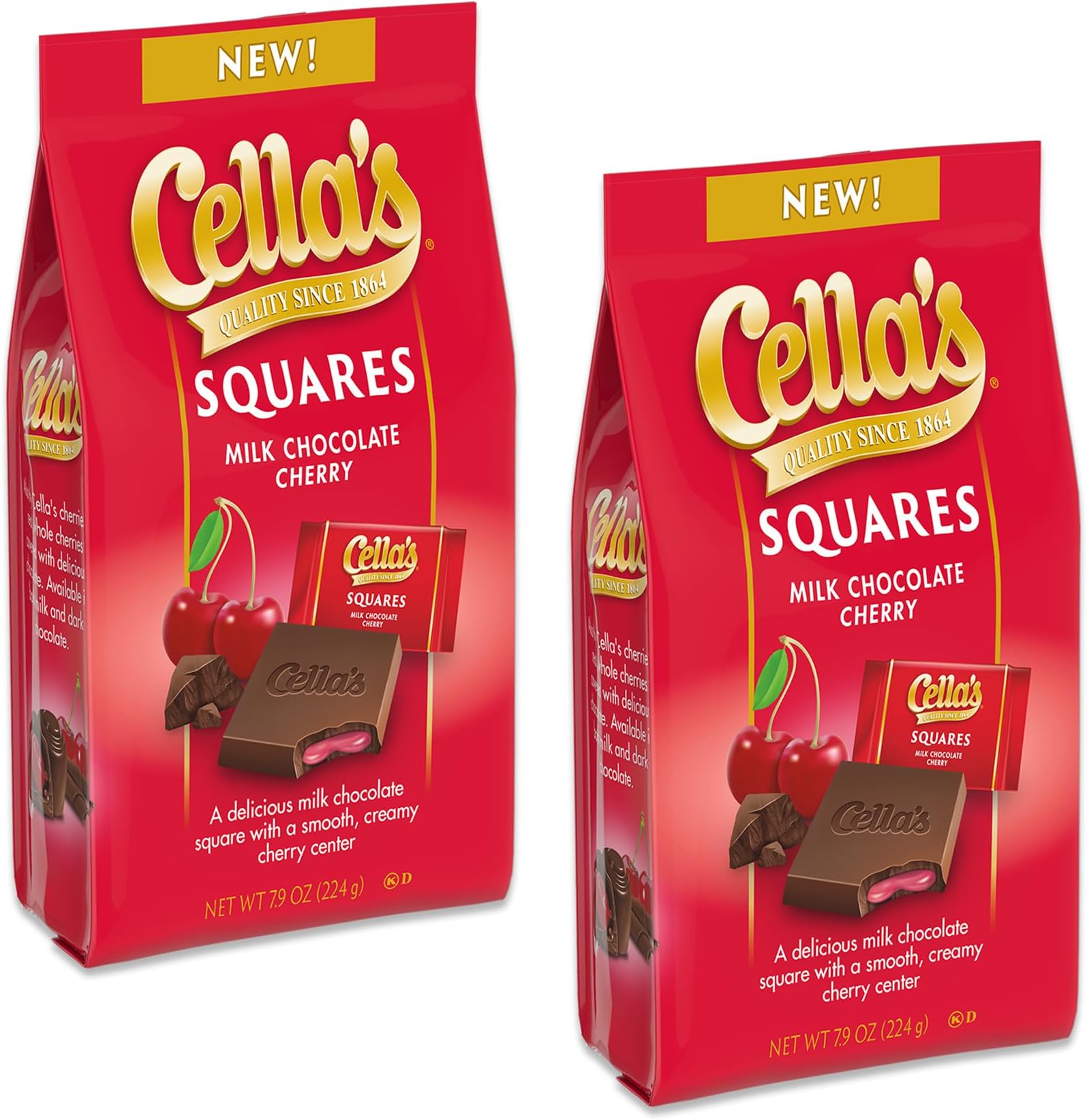 Cella's Milk Chocolate Covered Cherries Squares 2 Pack, Cella Chocolate Cherry Cordials, Cherry Chocolate Candy, Cello Chocolate Covered Cherries Chocolate Boxes