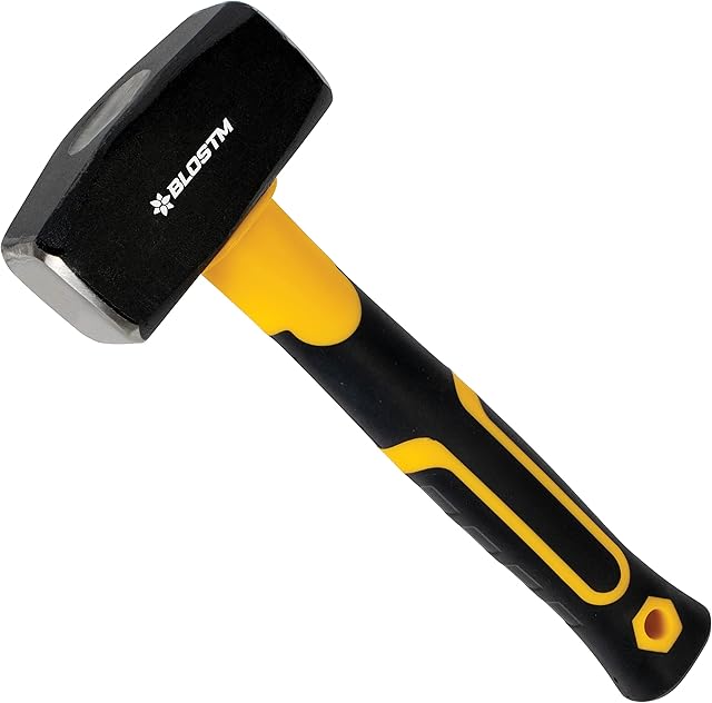 BLOSTM Club Hammer with Fibreglass Handle - 2.5 lb Heavy Duty Sledgehammer with Induction Hardened Steel Hammerhead & Non-Slip Ergonomic Grip - 2.5lb / 1.1kg