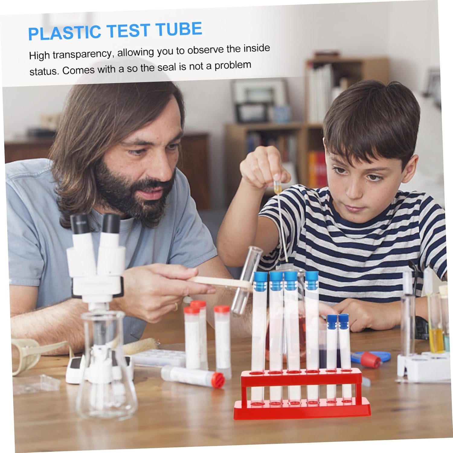 Cabilock 7-Piece Test Tube Rack Set with Silicone Droppers and Plastic Holder for Scientific Experiments School Labs and DIY Projects Random Color