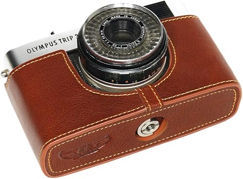 Vista 12 de Trip 35 - Funda de piel auténtica hecha a mano para cámara Olympus Trip 35 con correa de mano (negro)