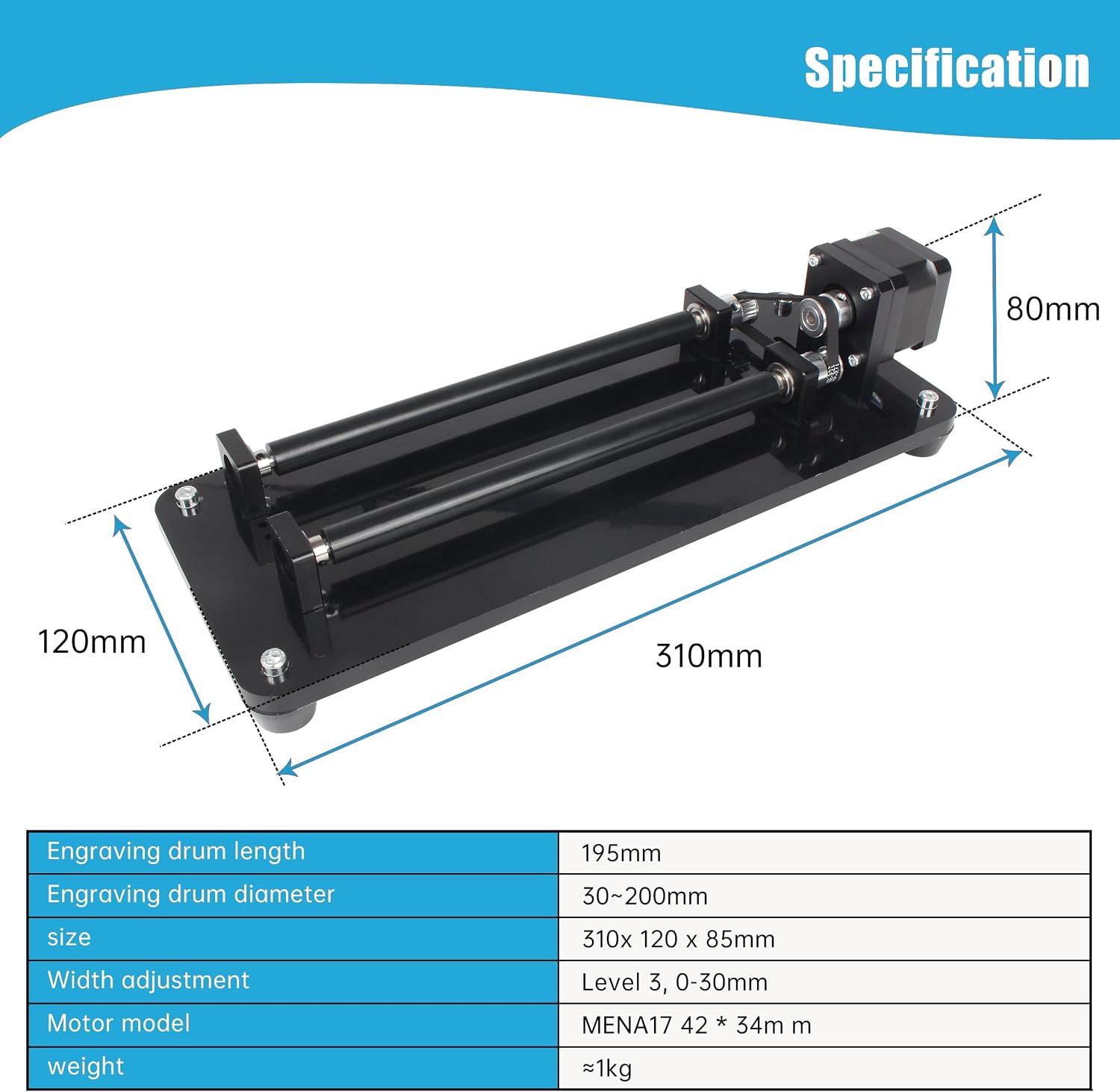 Laser Engraver Rotary Roller 360° Y-Axis Rotray Attachment for Cylindrical Objects,Adjustable Rotray Axis Kit for Tumblers,Cans,Wine Bottles, Pens, Compatible with Most Desktop Laser Engraving Machine