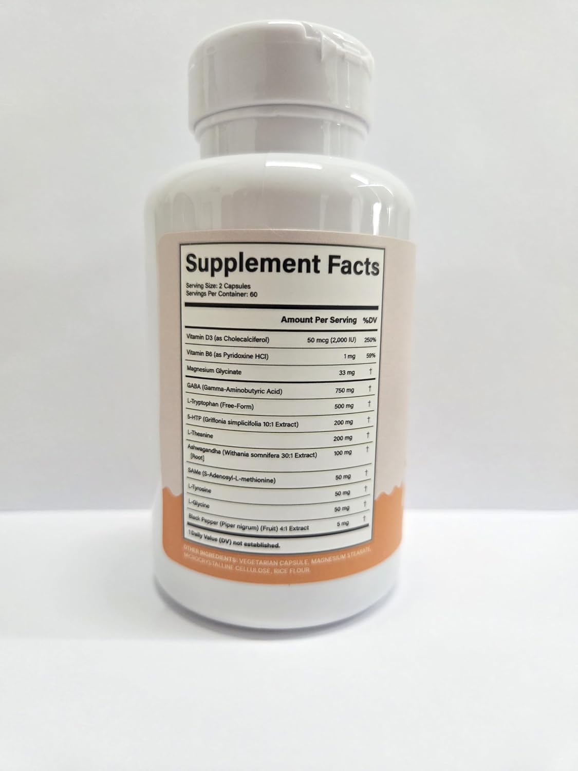 Ashwagandha Capsules with 5HTP 200mg Capsules L-tryptophan 1000mg L-theanine Supplement - 120 Count