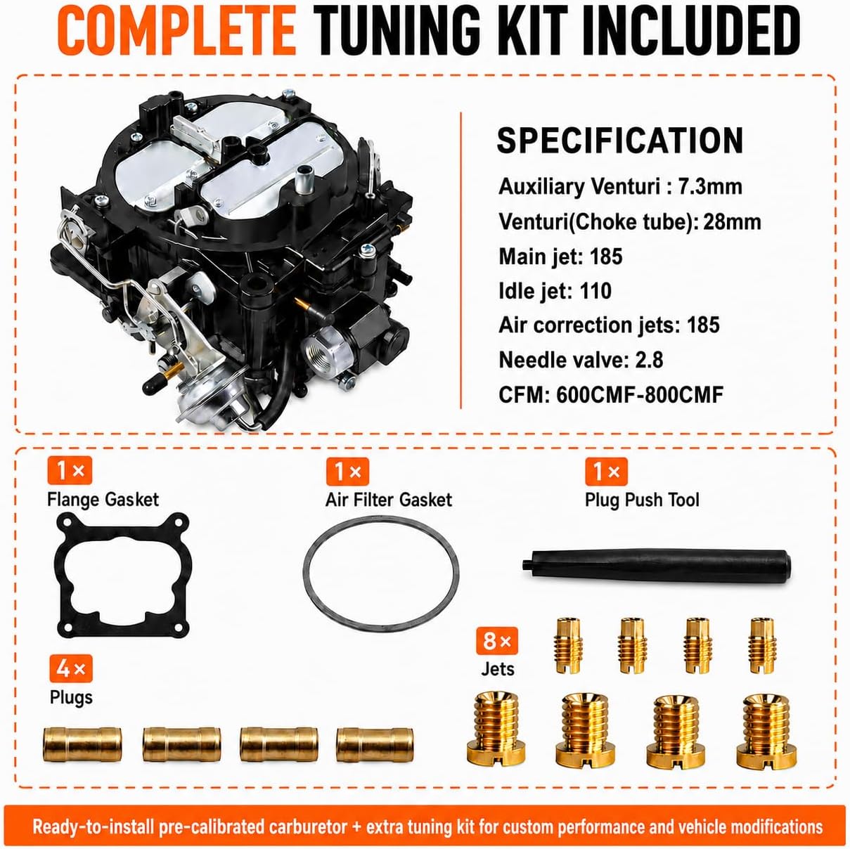 Rochester Quadrajet Carburetor 4 Barrel Black Anti-Corrosion for Chevy SBC BBC 327 350 427 454 V8 1966-1973 Trucks & Classic GM Cars, Replace 1901R 4MV 750CFM Manual Divorced Choke