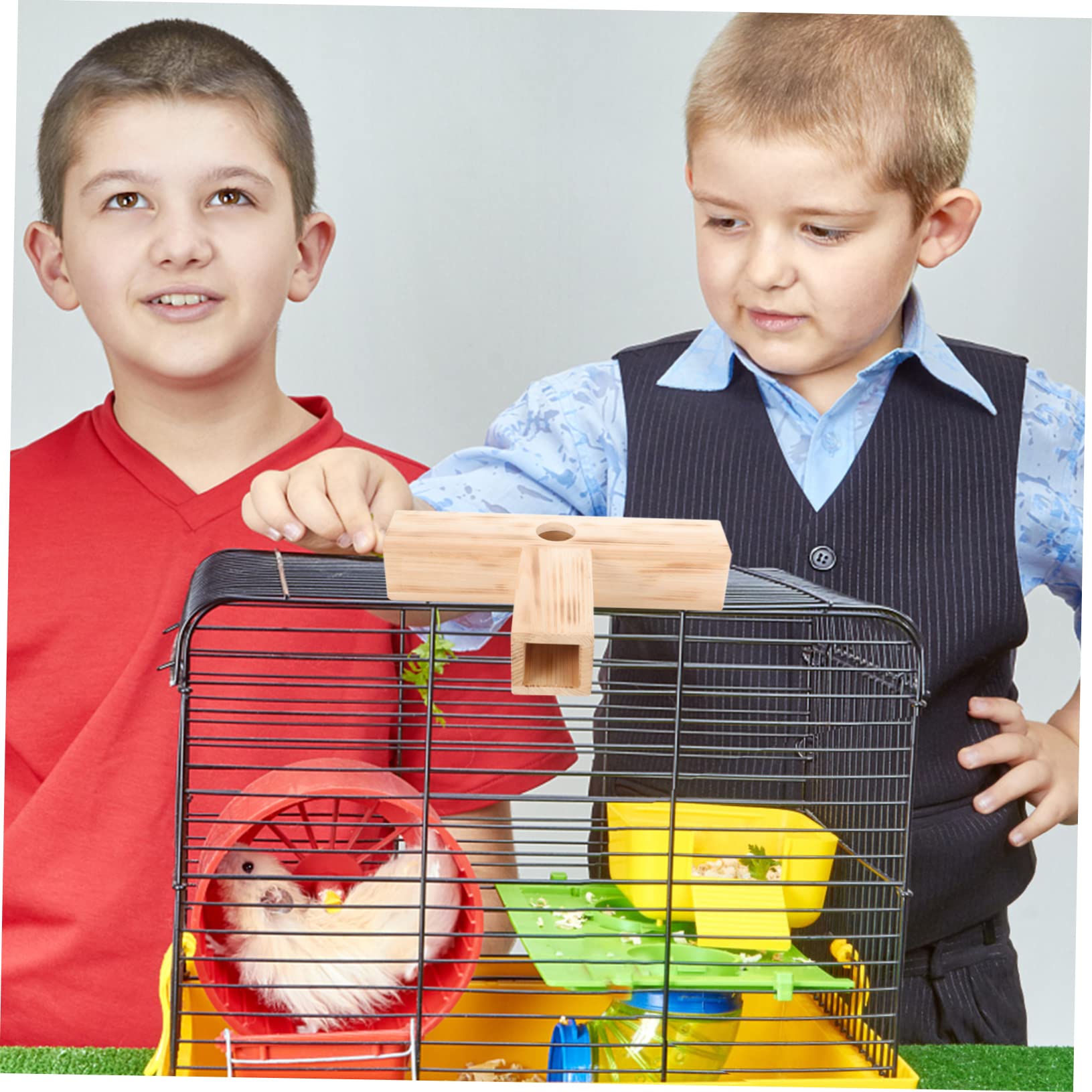 LIOOBO Wooden Guinea Pig Hideout Sturdy T-Shaped Tunnel Toy for Hamsters Rats and More Safe Fun Pet Playset