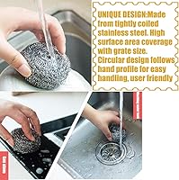 Vista 3 de 18 esponjas de acero inoxidable para limpiar utensilios de cocina con mango (paquete de 18)