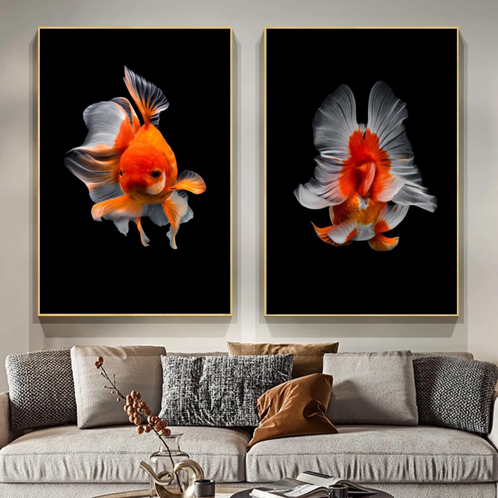 Amazon｜抽象的な金魚のキャンバスの絵画の入り口のポスターは
