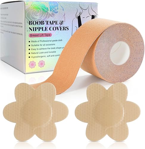 Cinta de levantamiento de senos, cinta de levantamiento de senos para levantamiento de senos con 1 par de calcomanías adhesivas de silicona para