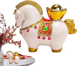馬の置物 – 富のシンボルの彫刻、2026 年の新年の装飾、繁栄の馬の像、文化的なお祝いのアートワーク、幸運のディスプレイ飾り |リビングスペース 寝室 棚 デスク 玄関 フェスティバル