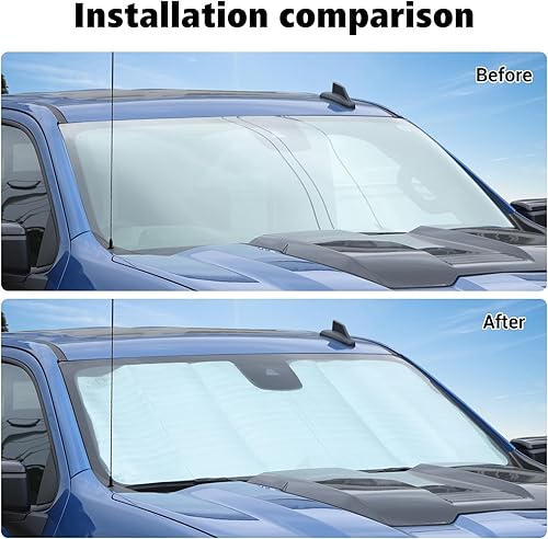 Miniatura 2 de Voodonala Parasol para parabrisas delantero Chevy Silverado 2019-2024, parasol plegable para ventana de camión, visera solar compatible con