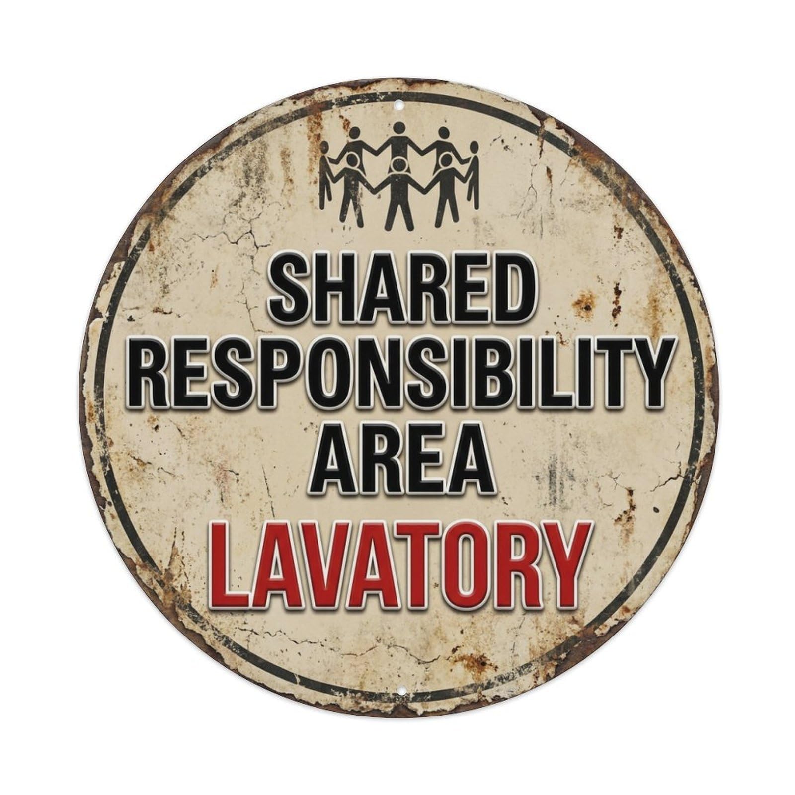 Metal Tin Sign Shared Responsibility Area Lavatory Warning Sign