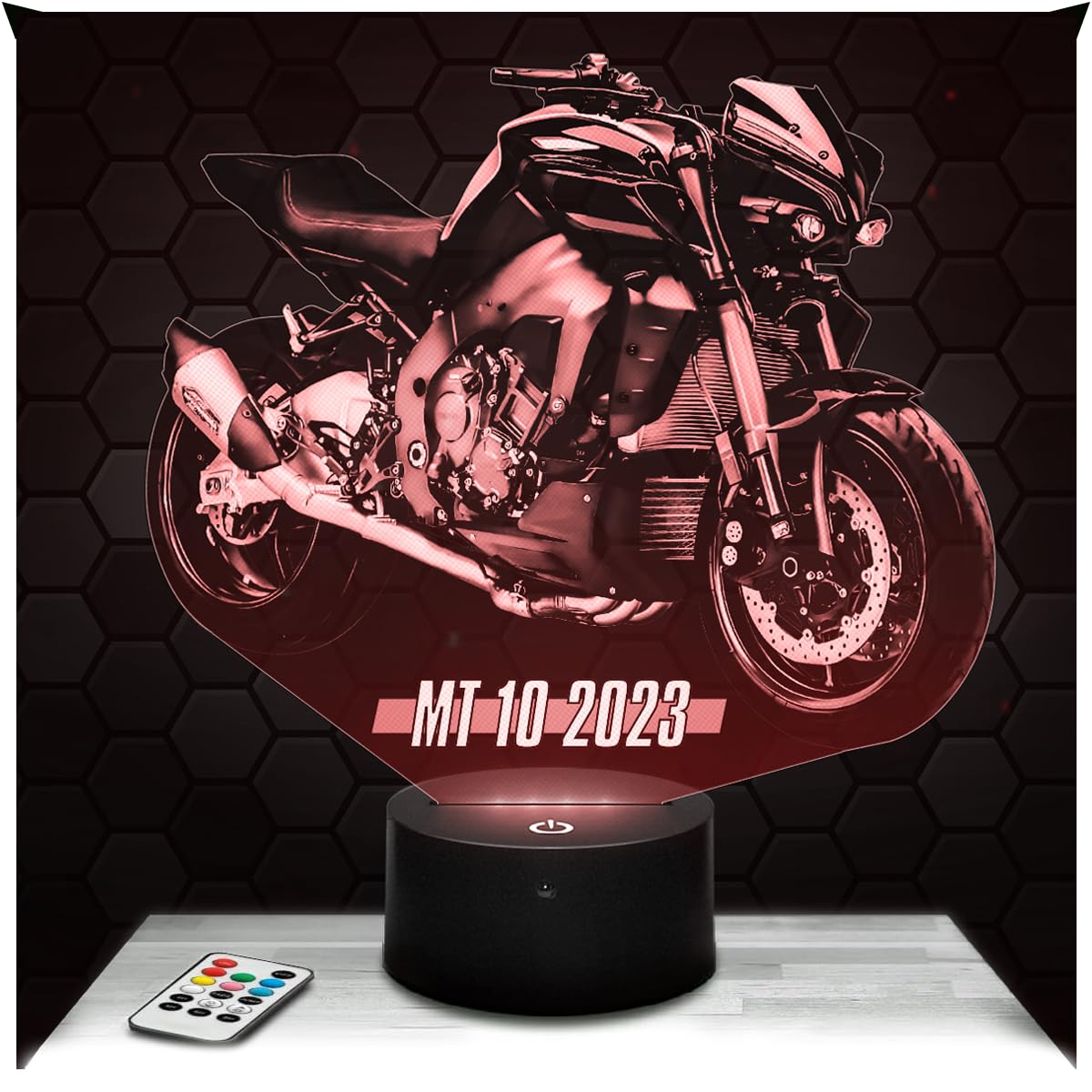 Lampephoto.fr - MT 10 2023 Motorcycle 3D Lamp, Night Light 3D LED Illusion Lamp, Decoration for Biker, Gift Idea for Men, Night Light for Children's Bedroom, Gifts Idea for Boys, Christmas, Gift