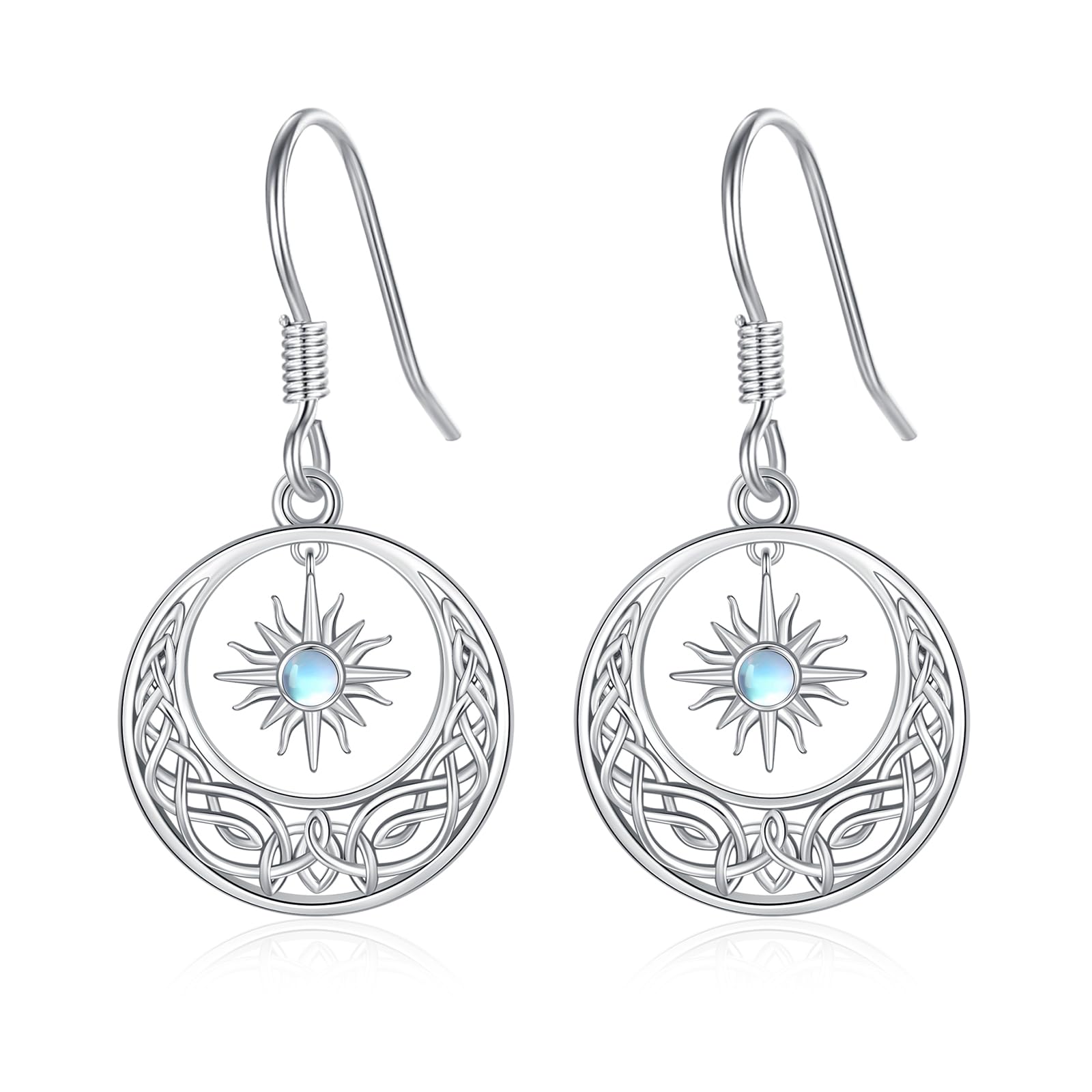 Star Earrings for Women 925 Sterling Silver Star Dangling Drop Earrings with Moonstone/Zircon Jewelry Gifts for Women