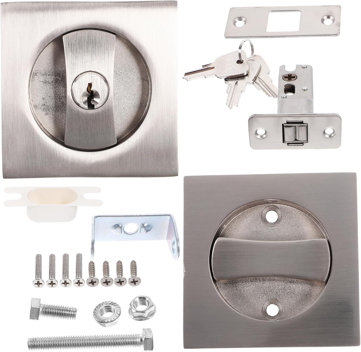 POPETPOP Pocket Door Lock Draw Latch Lock Privacy Hardware Finish for Bifold Doors