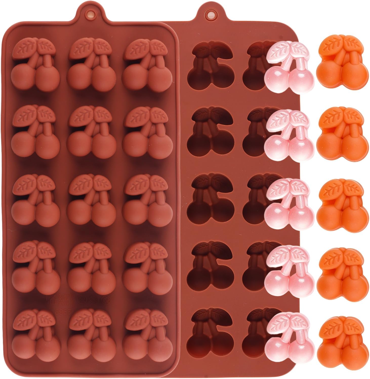 15 Cavity Cherry Silicone Candy Molds For Chocolate Candy Set Of 2