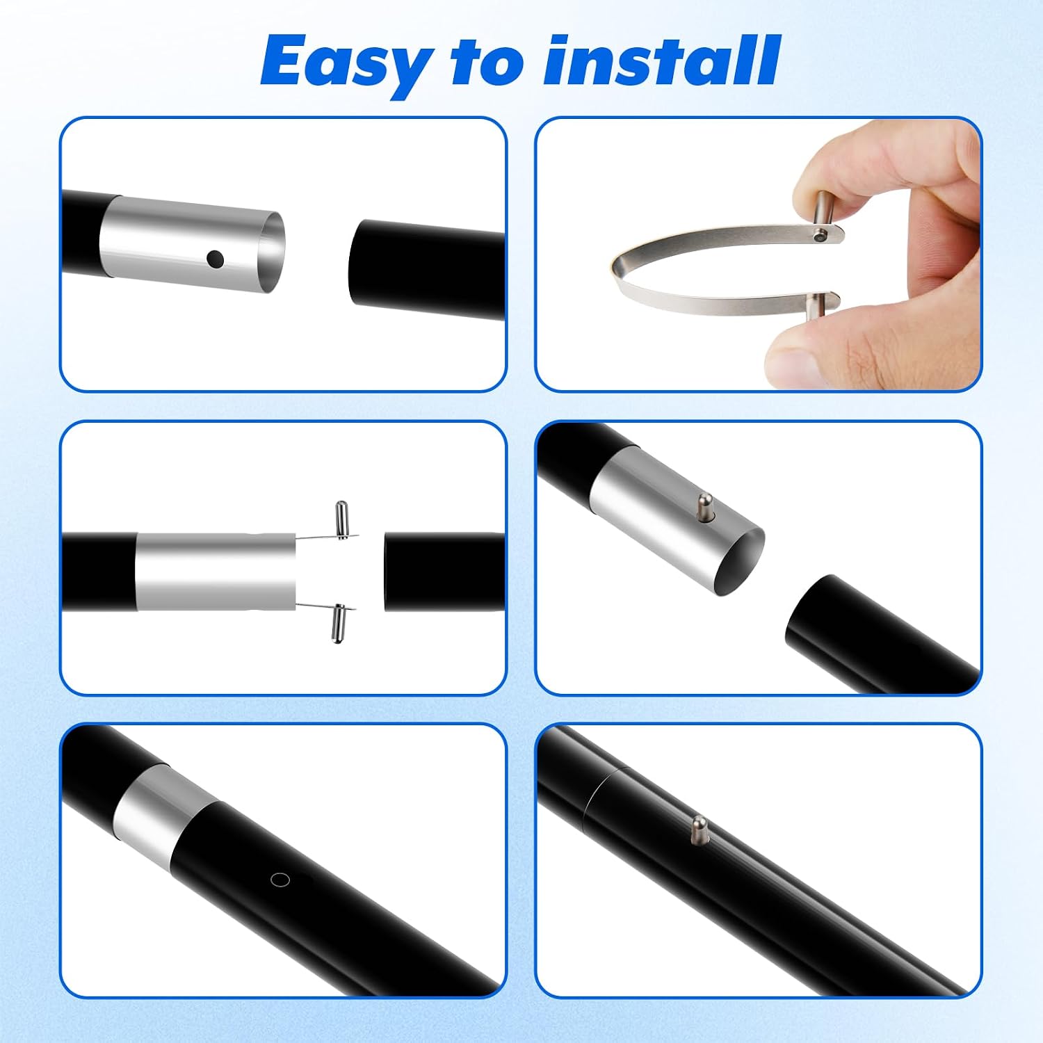 Homakover 10 Pcs Double Button Universal Paddle Snap Spring Clip, V-Shaped Solid Lift Telescopic Locking Tube Pole Clips for pa Skimmer/Nets Locking Double Pin, Tent Umbrella Camping image 5