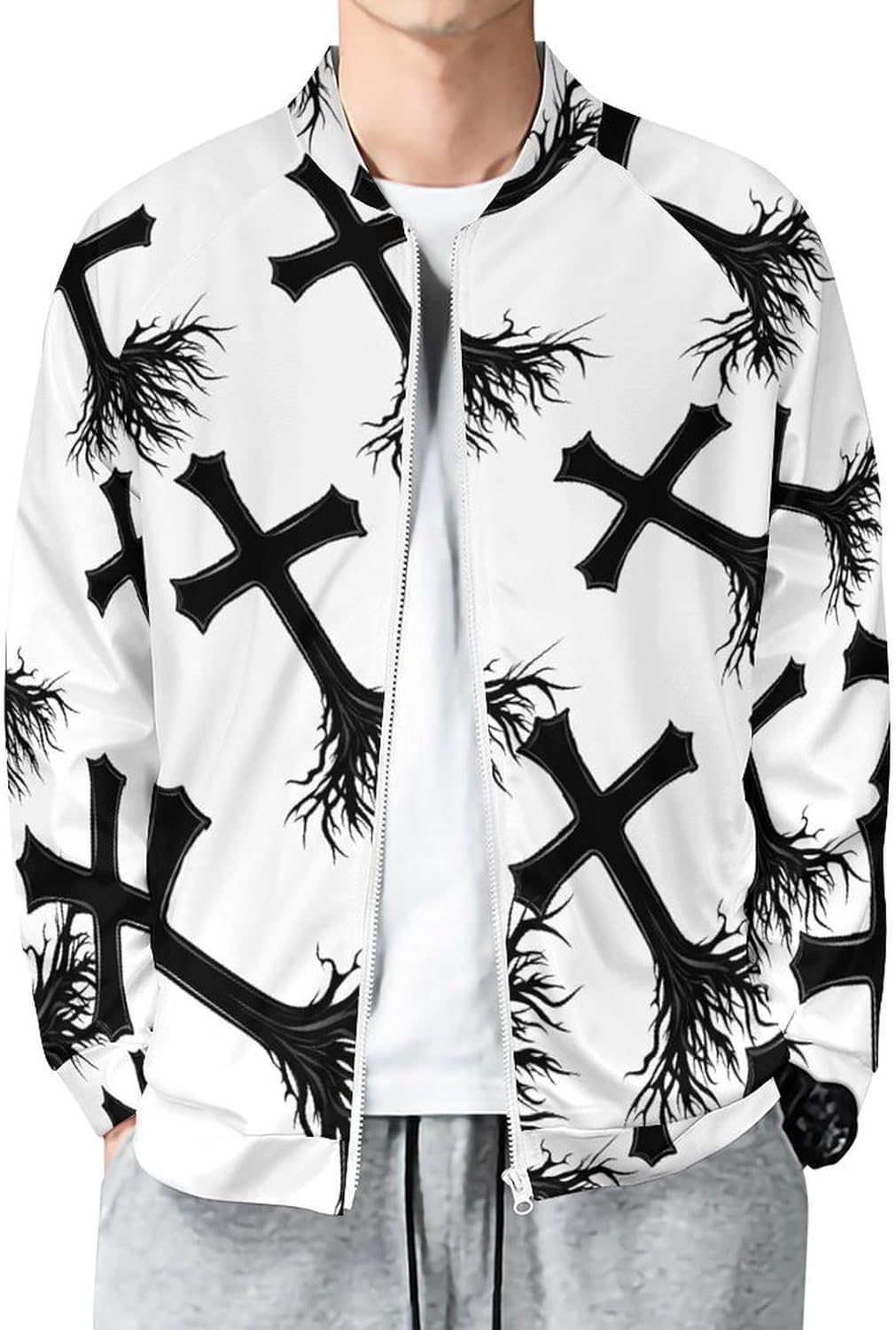 Christian Crosss Roots Jesues Men's Zip Up Sweatshirt Casual Sweater Jackets Long Sleeve Tops Lightweight Coat