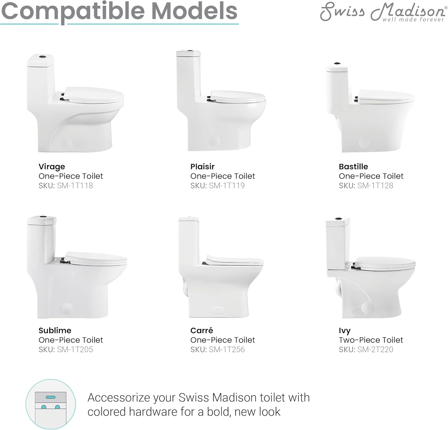 Swiss Madison Well Made Forever SM-CH03B, Toilet Hardware Black (SM-1T205, SM-1T256)