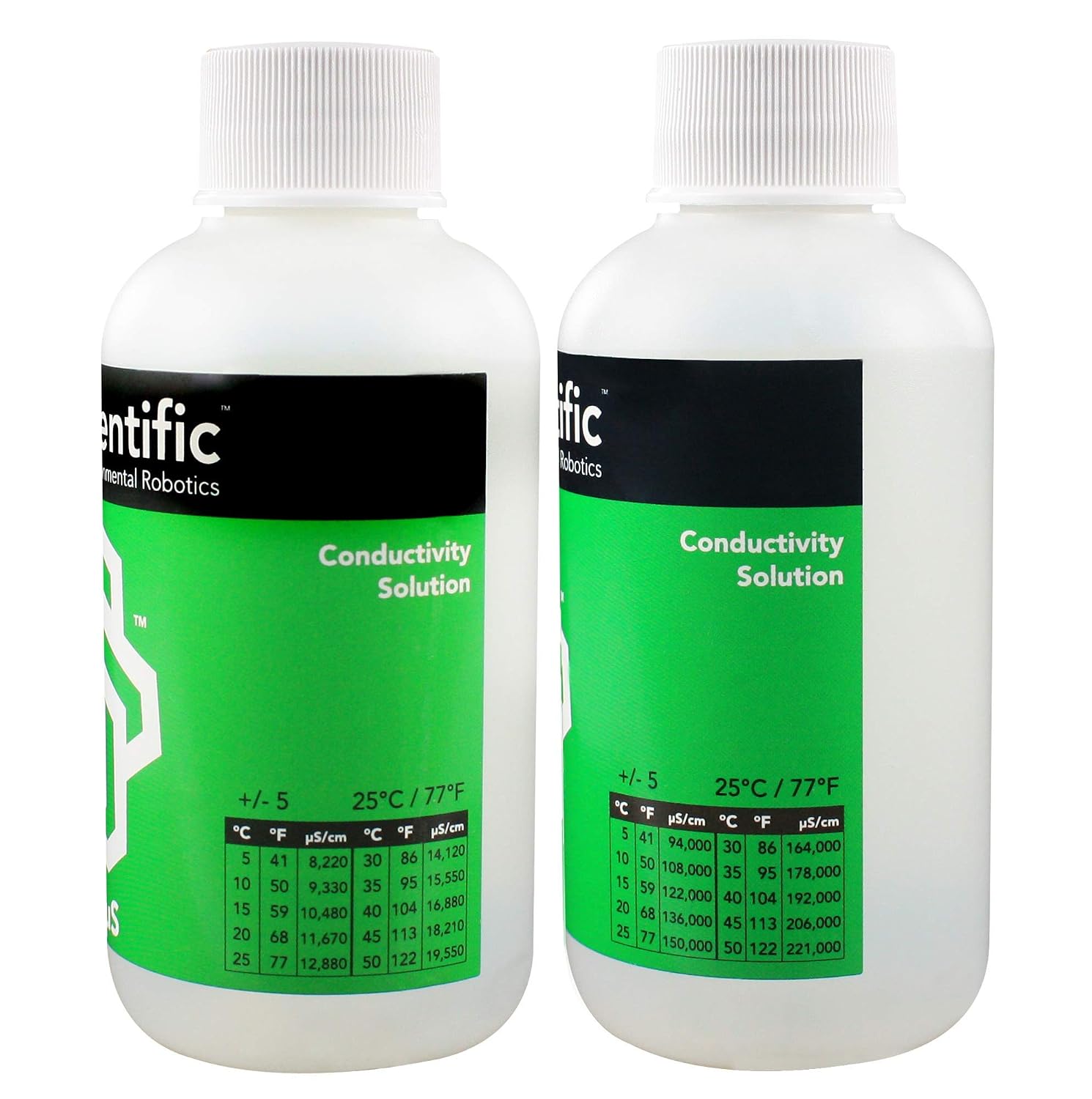 Atlas Scientific K 10 Conductivity Calibration Solutions - 12,880µS & 150,000µS - 125ml (4oz) Pack of 2