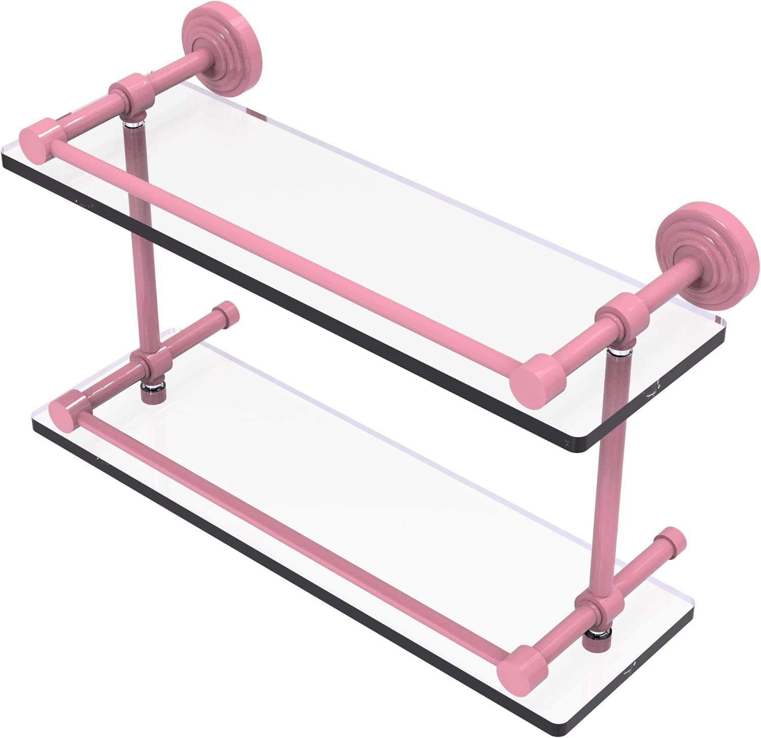 Allied Brass WP-2/16-GAL-ORB Waverly Place 16 Inch Double Glass Shelf with Gallery Rail, Oil Rubbed Bronze